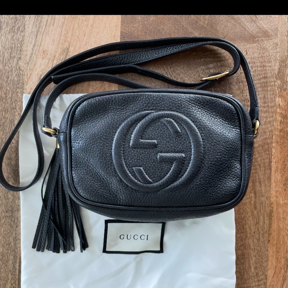 Gucci Black Pebbled Leather Crossbody Bag